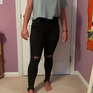 Denim and co- black skinny rip jeans